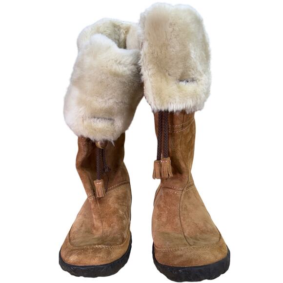 Cushe Cabin Fever Waterproof Boots Womens Tan Suede Faux Fur Lined Size 8 - Picture 1 of 6